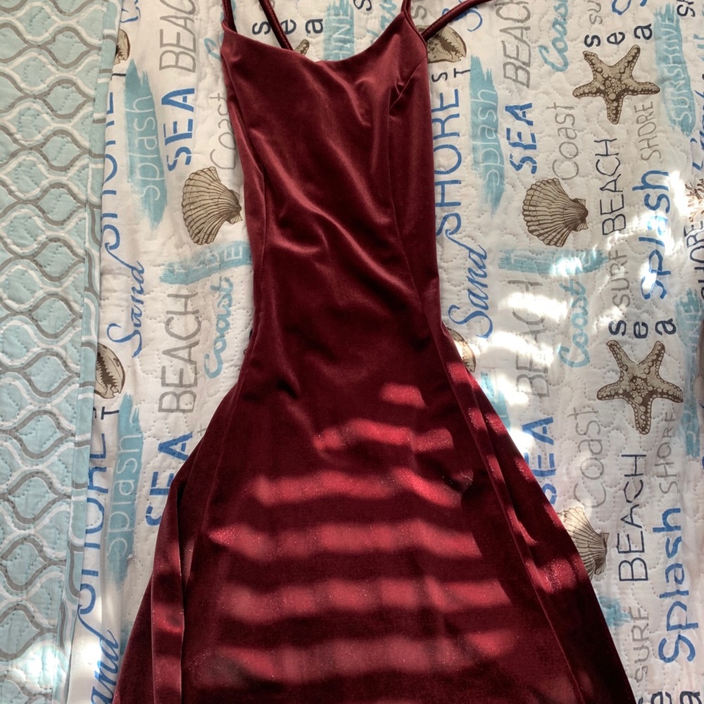 Red Wine velvet mini dress❣️